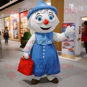 nan Pepper mascot costume character dressed with a Overalls and Clutch bags