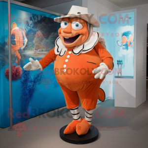 Tan Clown Fish mascot costume character dressed with a Bermuda Shorts and Cufflinks