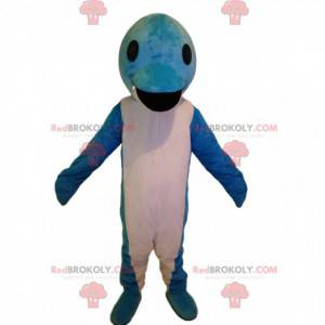 Mascote golfinho branco e azul super engraçado - Redbrokoly.com