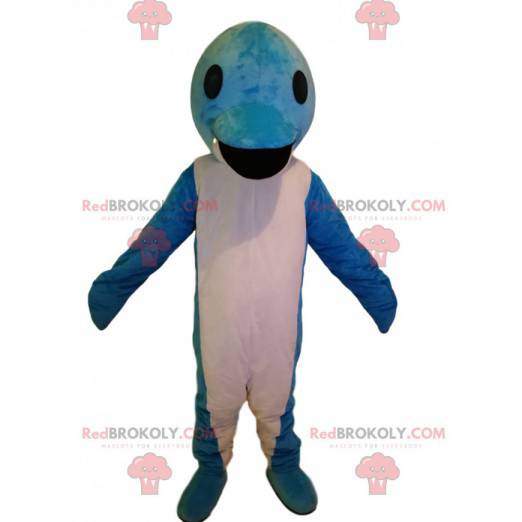 Super funny white and blue dolphin mascot - Redbrokoly.com