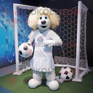 Wit voetbalgoal mascotte...