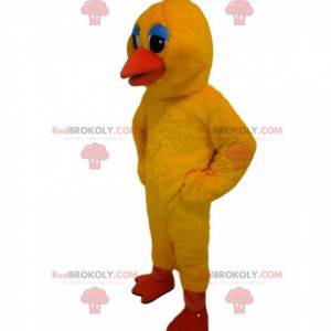 Yellow duck mascot with touching eyes - Redbrokoly.com