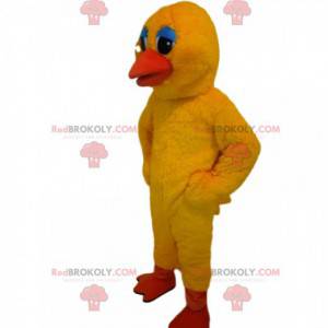 Mascotte de canard jaune avec des yeux attendrissants -