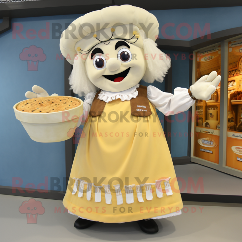 Cream Goulash mascot costume character dressed with a Blouse and Coin purses