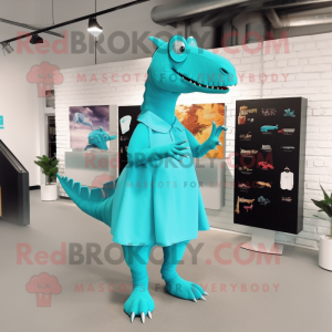 Cyan Iguanodon maskot...