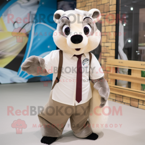 Beige Badger maskot kostume...