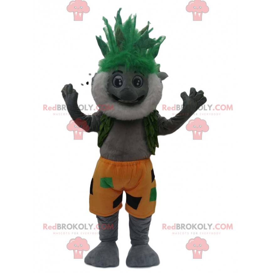 Mascote coala cinza barbudo com um penteado verde maluco - Mascote coala cinza barbudo com um penteado verde maluco -
