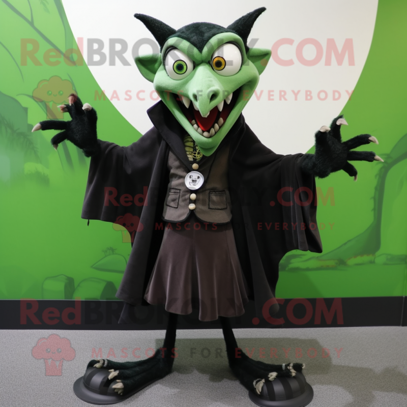 Forest Green Vampire mascot costume character dressed with a Vest and Scarf clips