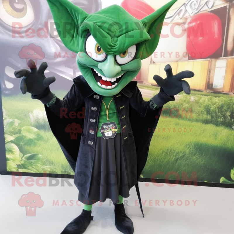 Forest Green Vampire mascot costume character dressed with a Vest and Scarf clips