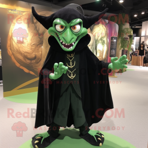 Forest Green Vampire mascot costume character dressed with a Vest and Scarf clips