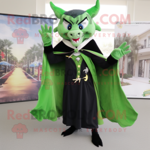 Forest Green Vampire mascot costume character dressed with a Vest and Scarf clips