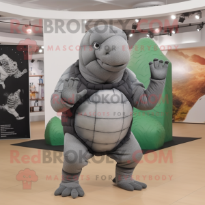 Gray Glyptodon mascot costume character dressed with a Skinny Jeans and Anklets