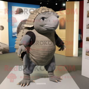 Gray Glyptodon mascot costume character dressed with a Skinny Jeans and Anklets