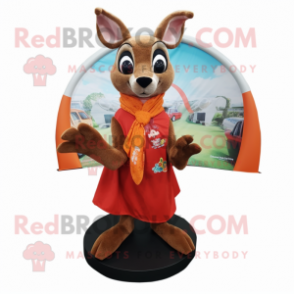 Rust Kangaroo mascot costume character dressed with a Circle Skirt and Scarves