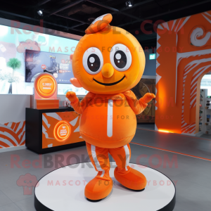 Orange Candy mascot costume character dressed with a Romper and Rings