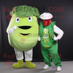 Green Corned Beef And Cabbage mascot costume character dressed with a Jumpsuit and Caps