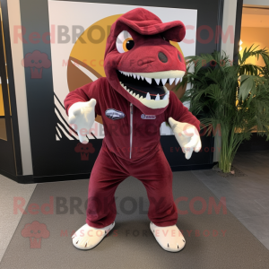 Maroon Tyrannosaurus maskot...