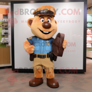 Rust Police Officer mascot costume character dressed with a Cargo Shorts and Wallets