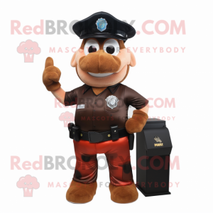 Rust Police Officer mascot costume character dressed with a Cargo Shorts and Wallets