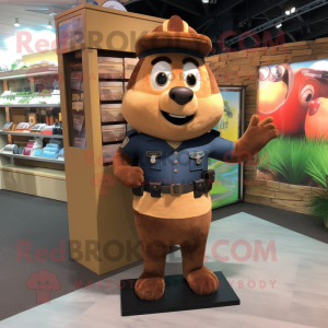 Rust Police Officer mascot costume character dressed with a Cargo Shorts and Wallets