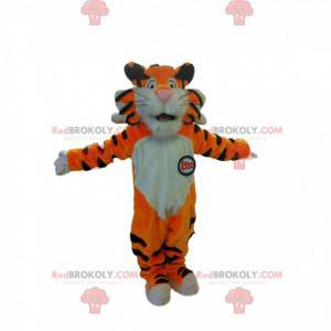 Mascotte tigre arancione molto estroversa - Redbrokoly.com