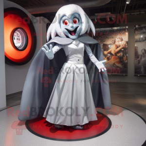 Silver Vampire mascot costume character dressed with a Circle Skirt and Caps