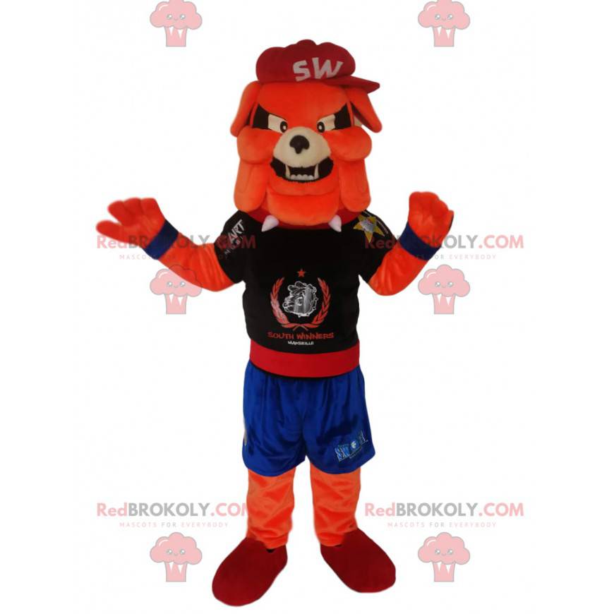 Orange Ball Hund Maskottchen in Sportbekleidung - Redbrokoly.com