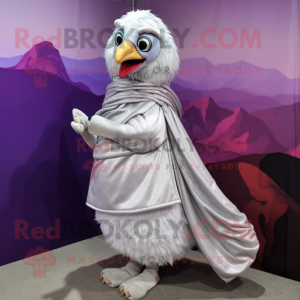 Silver Hens mascot costume character dressed with a Wrap Skirt and Shawl pins