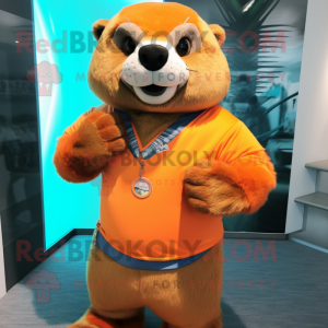 Orange Otter maskot kostume...