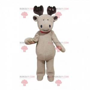 Beige reindeer mascot with a charming smile - Redbrokoly.com