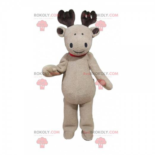 Mascota reno beige con una sonrisa encantadora - Redbrokoly.com