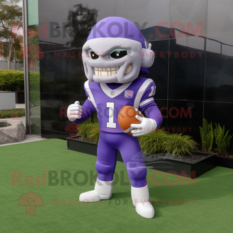 Lavender American Football Helmet mascot costume character dressed with a Rash Guard and Pocket squares Lavender American Football Helmet mascot costume character dressed with a Rash Guard and Pocket squares