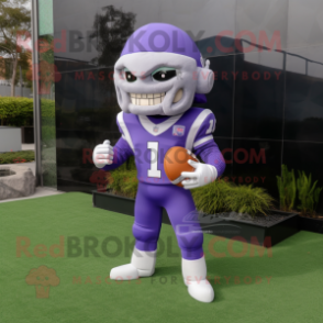 Lavender American Football Helmet mascot costume character dressed with a Rash Guard and Pocket squares