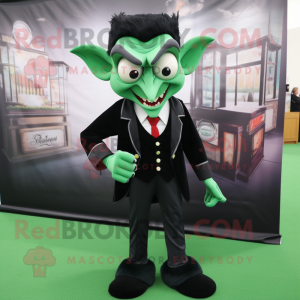 Forest Green Vampire mascot costume character dressed with a Blazer and Ties