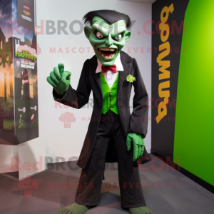 Forest Green Vampire mascot costume character dressed with a Blazer and Ties