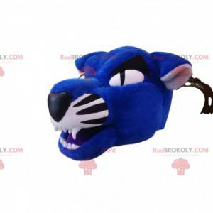 Tête de mascotte de tigre bleu et noir - Redbrokoly.com