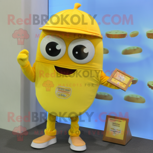 Rust Lemon mascot costume character dressed with a Long Sleeve Tee and Coin purses