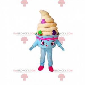 Veldig søt blå og gul iskrem maskot - Redbrokoly.com
