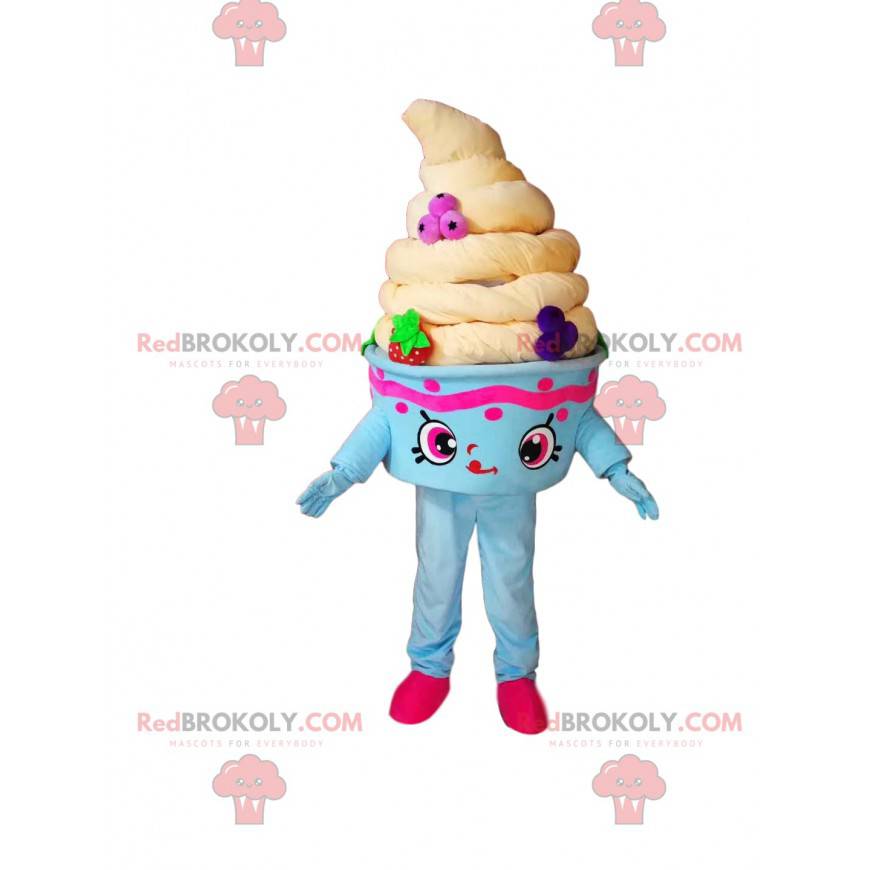 Muy linda mascota de helado azul y amarillo - Redbrokoly.com