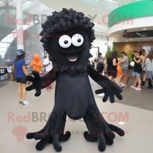 Black Fried Calamari mascot costume character dressed with a Trousers and Anklets