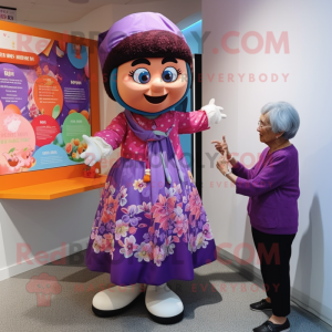 nan Plum mascot costume character dressed with a Playsuit and Watches