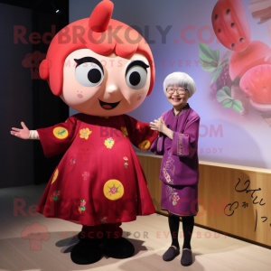 nan Plum mascot costume character dressed with a Playsuit and Watches
