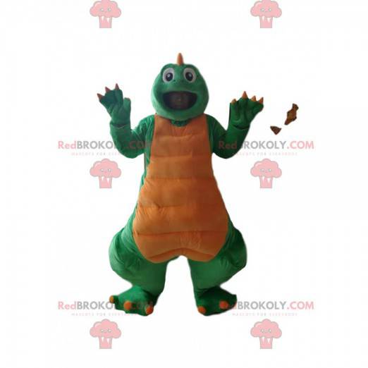 Mascote dinossauro verde e amarelo - Redbrokoly.com