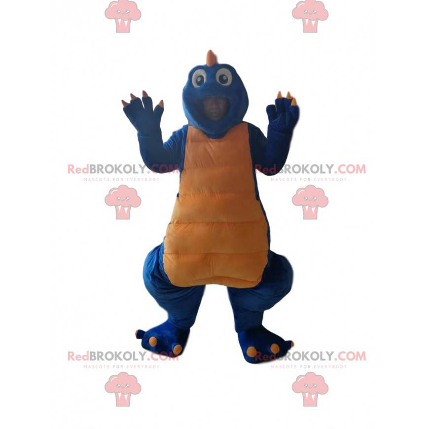 Blaues und gelbes Dinosauriermaskottchen - Redbrokoly.com