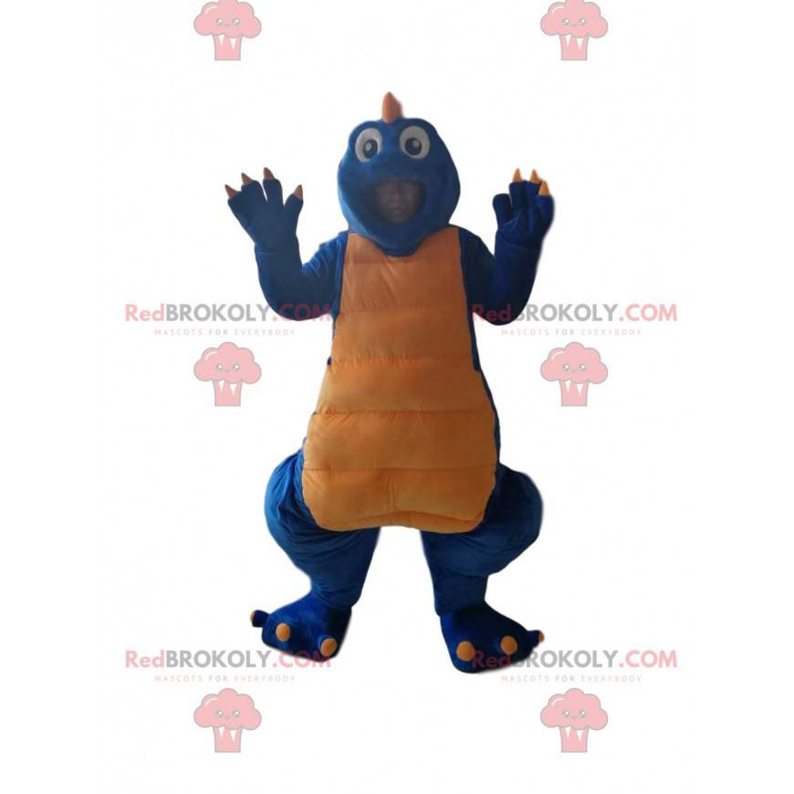 Blå og gul dinosaur maskot - Redbrokoly.com