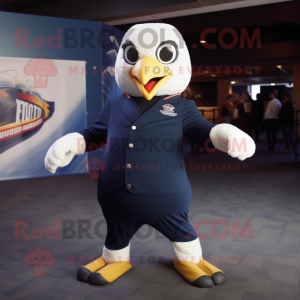 Navy Haast'S Eagle mascot costume character dressed with a Jeggings and Cummerbunds