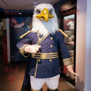 Navy Haast'S Eagle mascot costume character dressed with a Jeggings and Cummerbunds