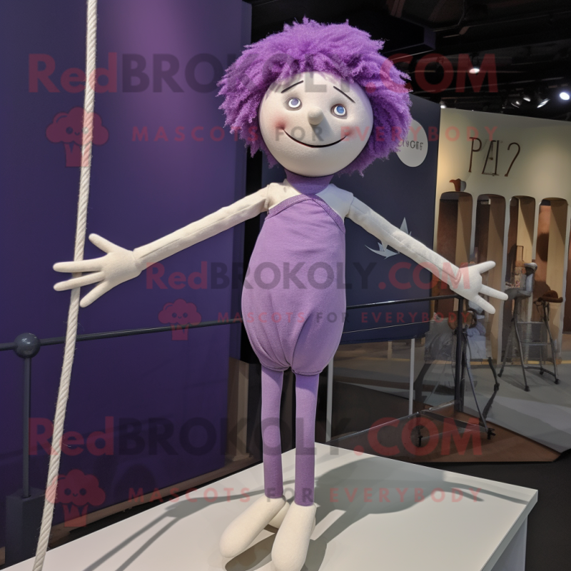 Lavender Tightrope Walker mascot costume character dressed with a Trousers and Hairpins