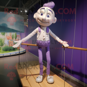 Lavender Tightrope Walker mascot costume character dressed with a Trousers and Hairpins