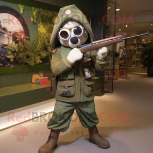 nan Sniper mascot costume character dressed with a Capri Pants and Brooches